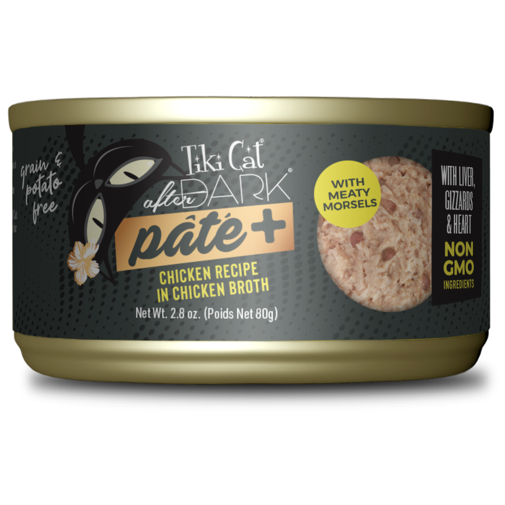 TIKI CAT AFTER DARK PATE PLUS - POLLO EN CALDO DE POLLO - 80 GR - LATA