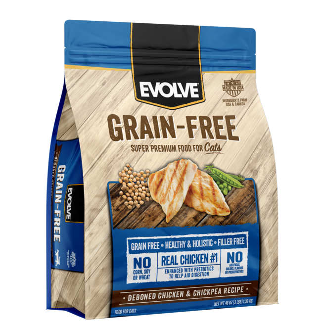 EVOLVE CAT GRAIN FREE  CHICKEN - POLLO 3 LB - 1.36 KG