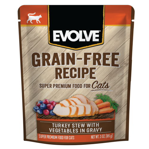 EVOLVE CAT GRAIN FREE POUCHE PAVO Y VEGETALES 3 OZ - 85 GR