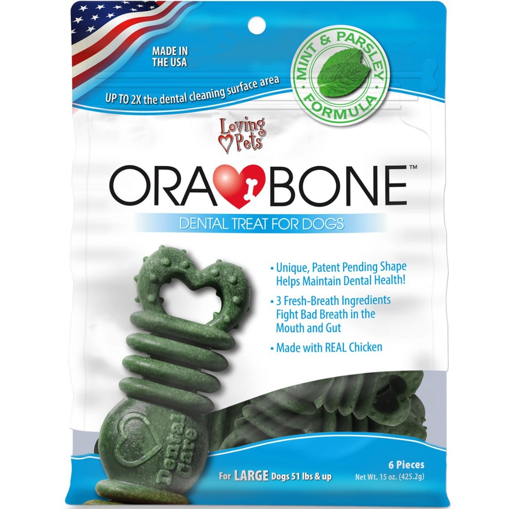 ORABONE DOG DENTAL TREAT 15 OZ - BOLSA LARGE  X 6 UNDS