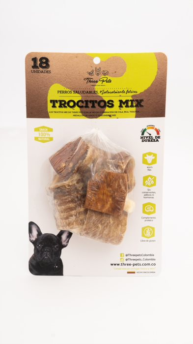 THREE PETS DOG SNACK TROCITOS MIX X 18 UNDS 120 GR