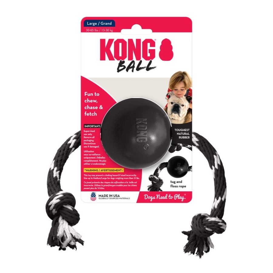 KONG PERRO CAUCHO EXTREME PELOTA CON LAZO LARGE