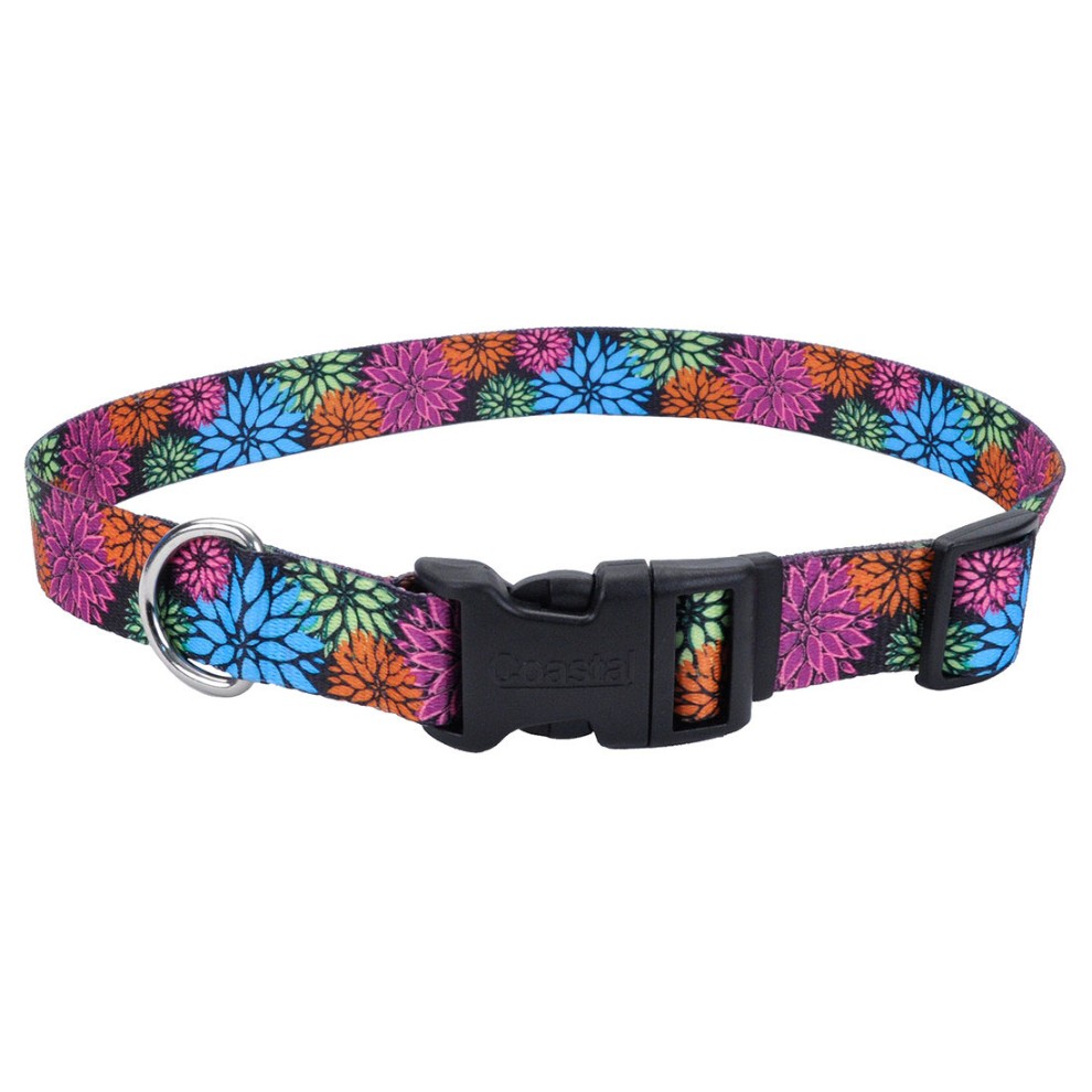 COASTAL PERRO STYLES FLORES NEGRO COLLAR MEDIUM 3/4"