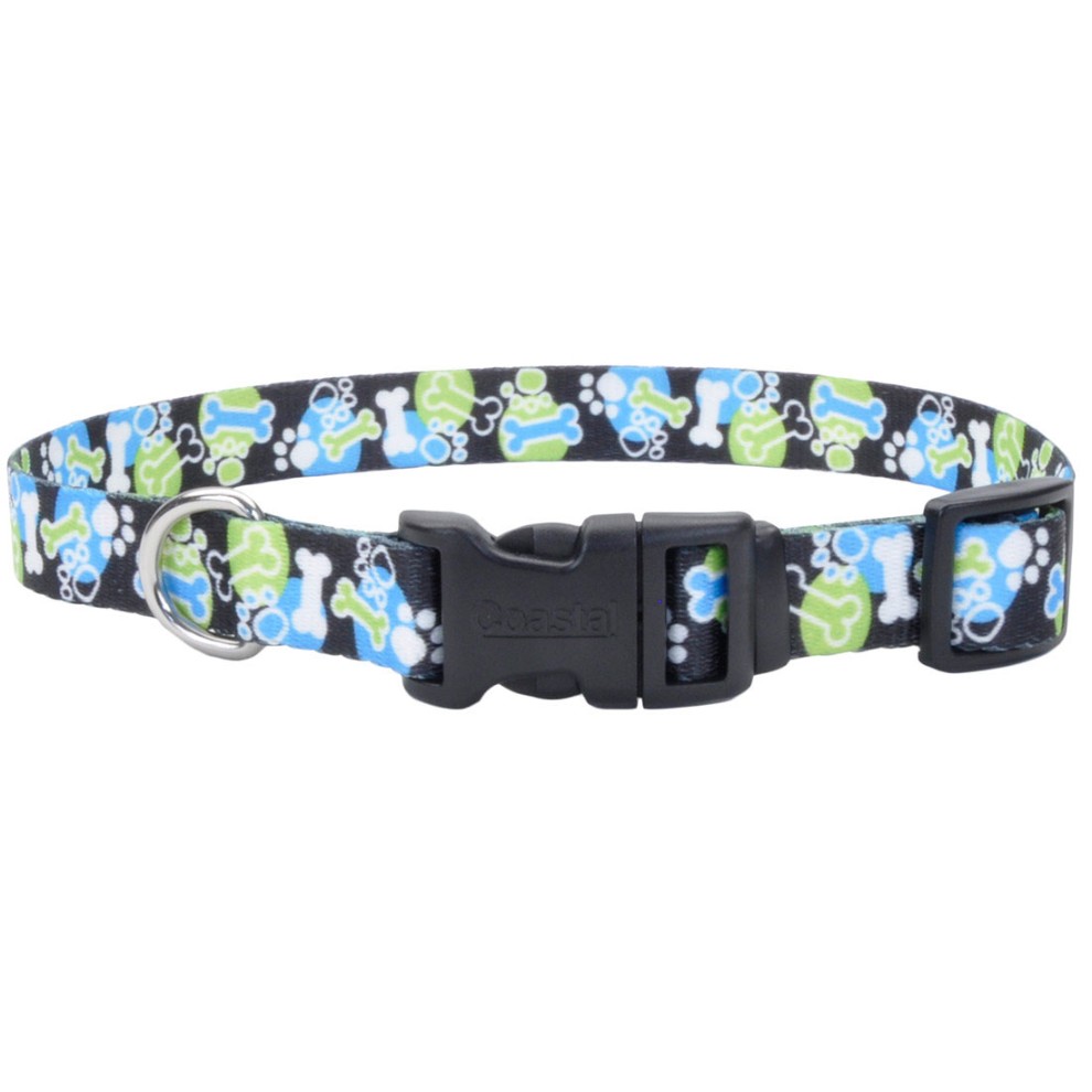 COASTAL PERRO STYLES HUESO HUELLA AZUL COLLAR MEDIUM 3/4"