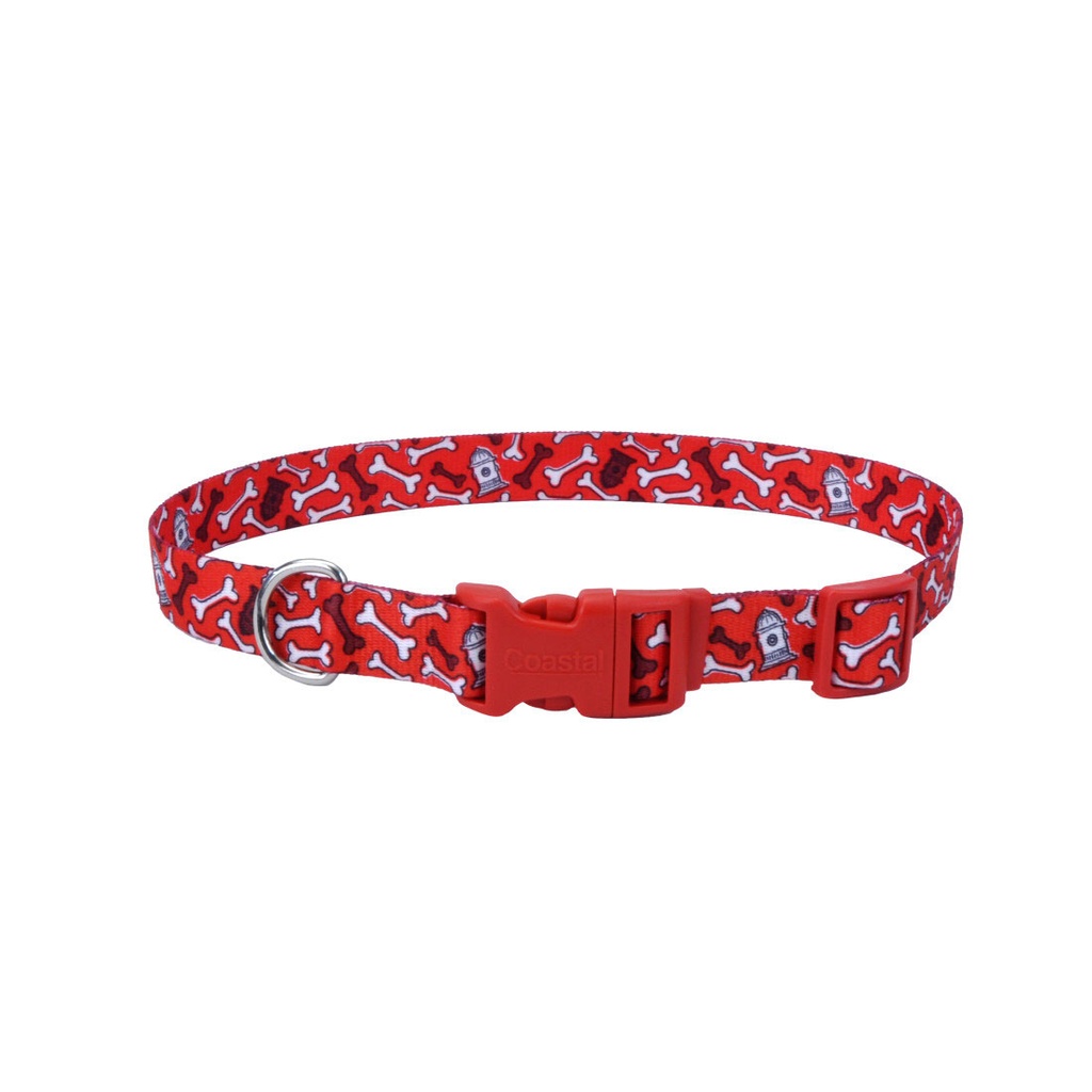 COASTAL PERRO STYLES HUESOS ROJO COLLAR LARGE 1"