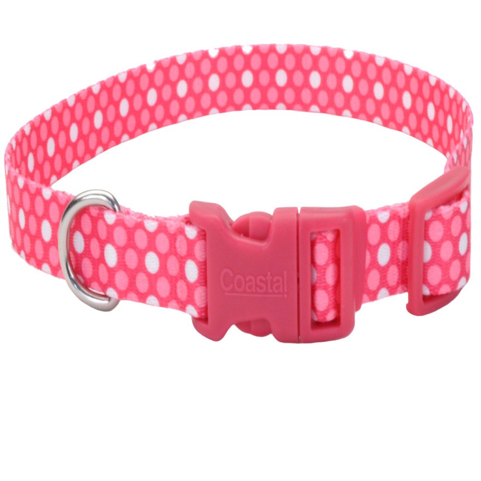 COASTAL PERRO STYLES POLKA ROSADO COLLAR LARGE 1"