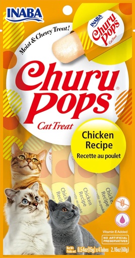 [USA712A IN] INABA CAT SNACK CHURU POPS 4 PIEZAS - CHICKEN - POLLO 60 GR