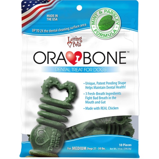 [5156 LP] ORABONE DOG DENTAL TREAT 14 OZ - BOLSA MEDIUM X 10 UNDS