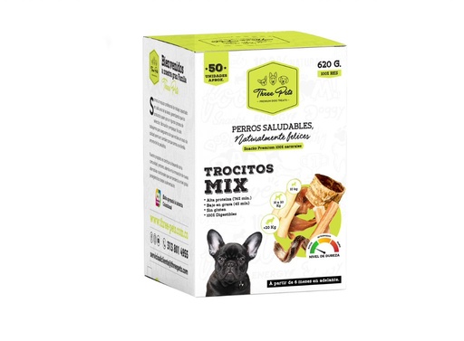 [142328 TP] THREE PETS DOG SNACK CAJA TROCITOS MIX X 50 UNDS 620 GR