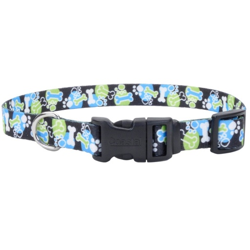 [6921 OUT26] COASTAL PERRO STYLES HUESO HUELLA AZUL COLLAR LARGE 1"