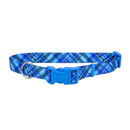 [6421 PBO14] COASTAL PERRO STYLES HUESOS AZUL COLLAR SMALL 5/8"