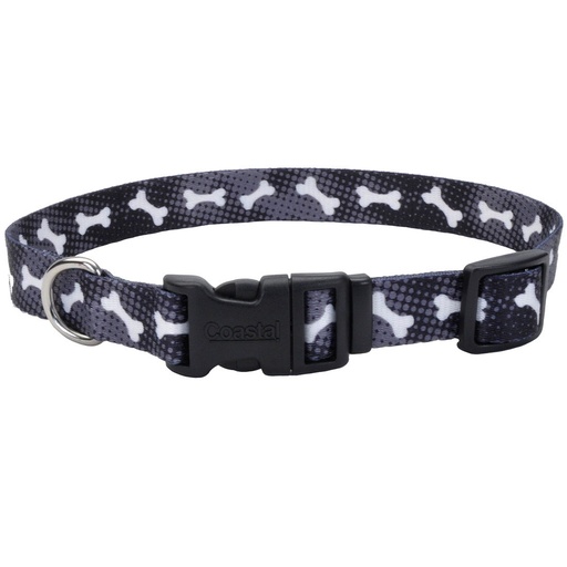 [6421 BBO14] COASTAL PERRO STYLES HUESOS NEGRO COLLAR SMALL 5/8"