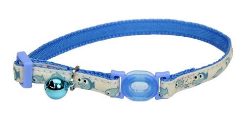 [06775 GBF12] COASTAL COLLAR GATO GLOW REFLECTIVO PESCADITOS AZUL