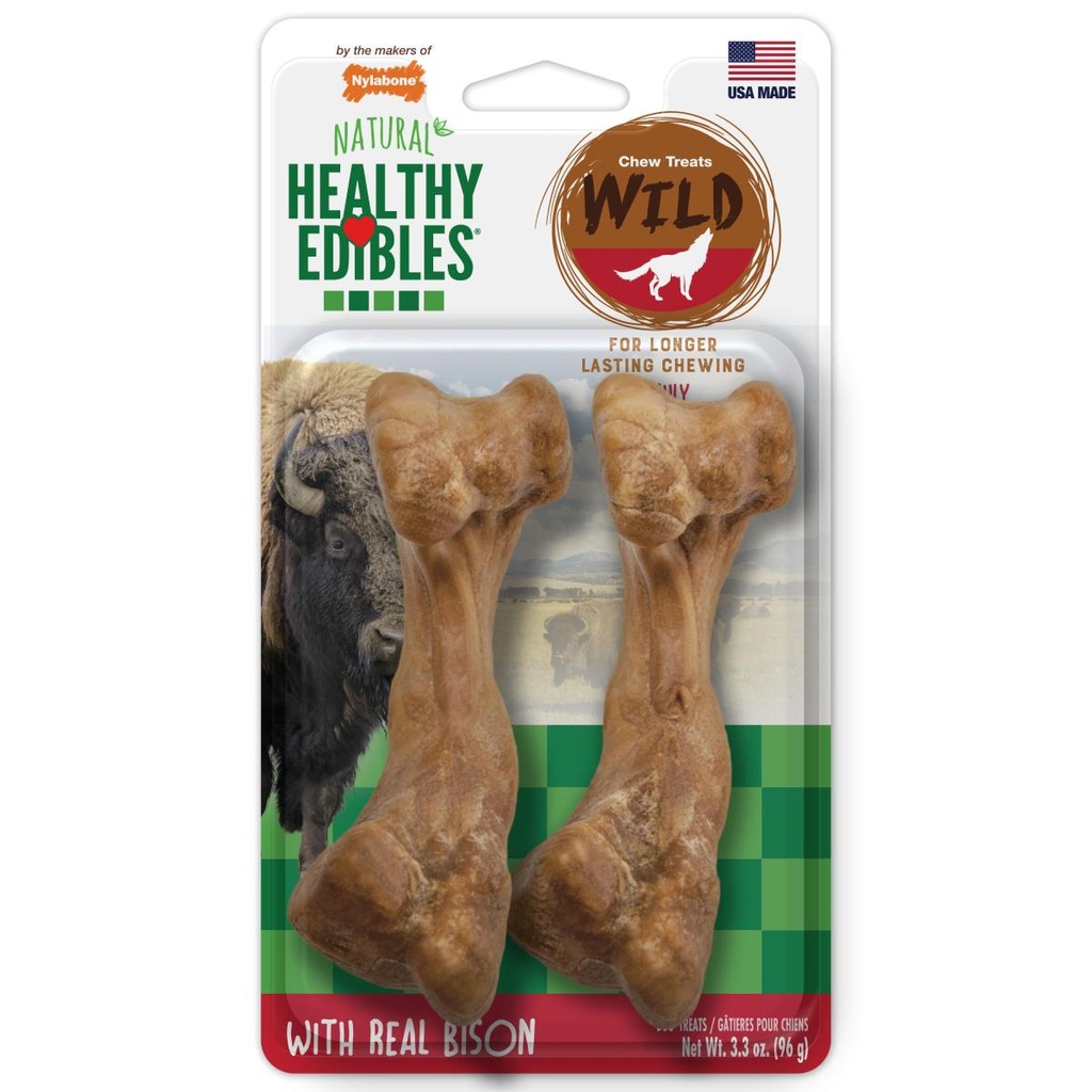 Nylabone HE Dog Snack Wild Hueso Bisonte 2 Unds 96 Gr