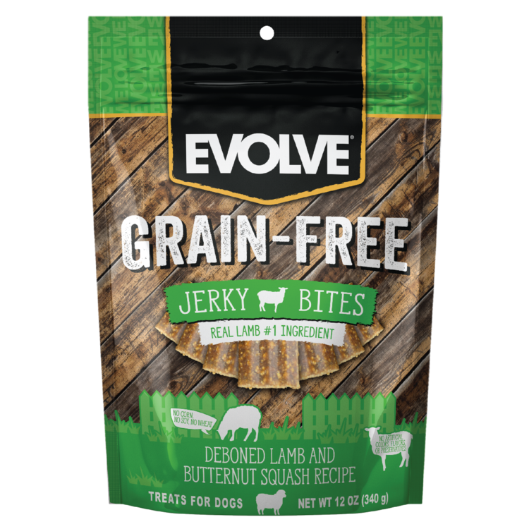 EVOLVE DOG SNACK GRAIN FREE JERKY CORDERO 12 OZ -340 GR