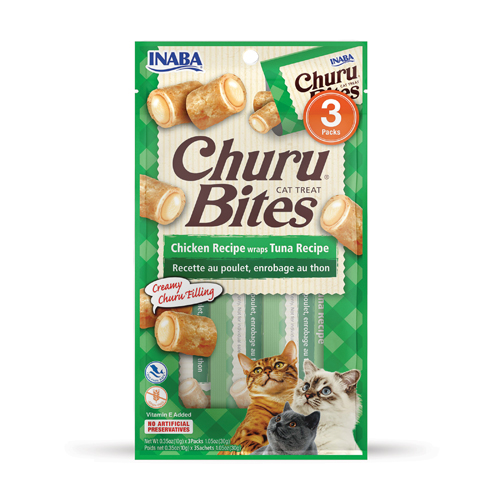 INABA CAT SNACK CHURU - BITES CHICKEN RECIPE WRAPS TUNA RECIPE