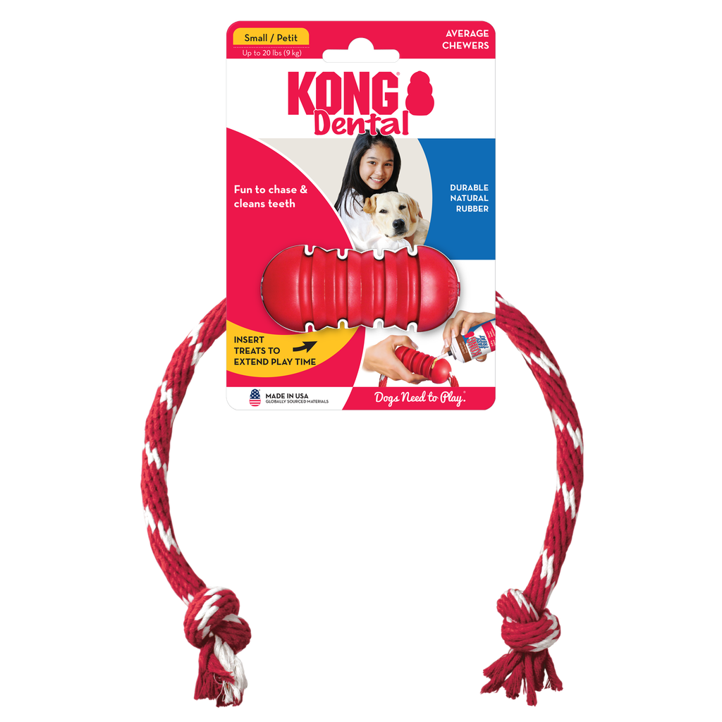 KONG PERRO CAUCHO CLASSIC DENTAL CON LAZO MEDIUM