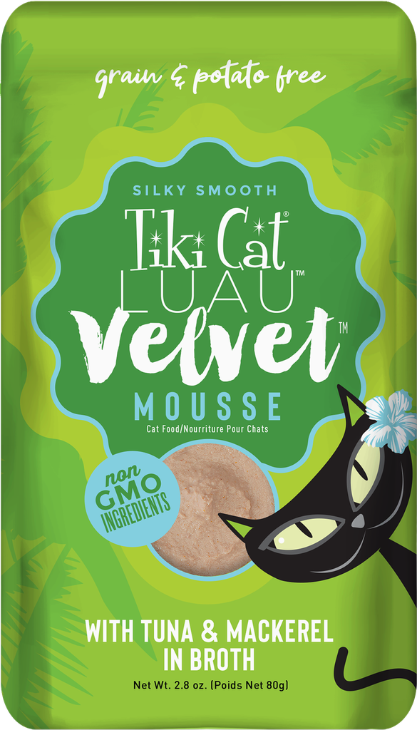 TIKI CAT LUAU VELVET MOUSSE - ATUN Y CABALLA EN CALDO - 80 GR  - POUCH