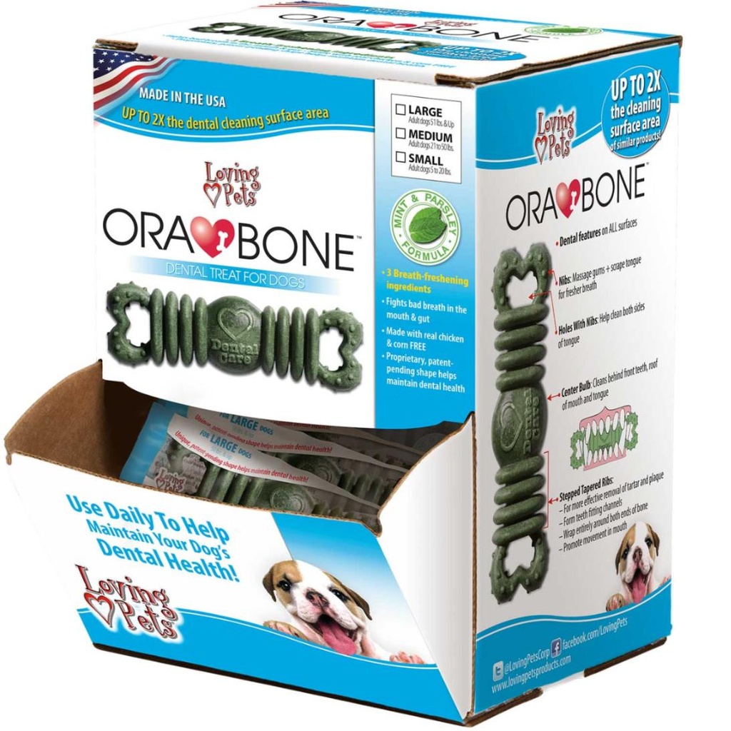 PROMO FECHA CORTA ABR-25-2025 ORABONE DOG DENTAL TREAT POR UNIDAD SMALL CAJA X 60 UNDS