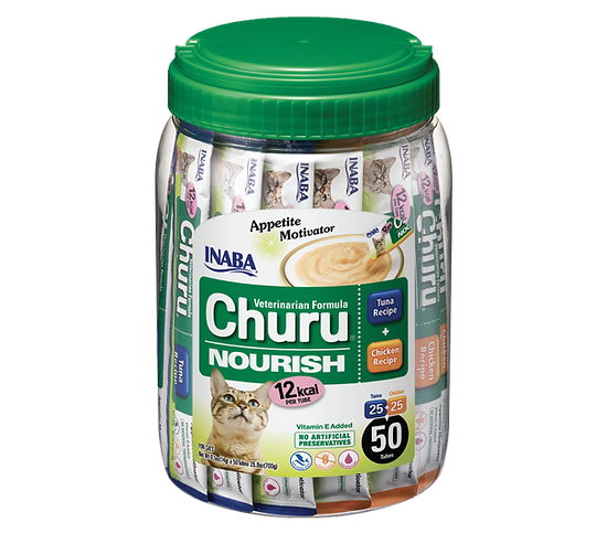 PROMO FECHA OCT-03-2025 INABA CAT SNACK CHURU VET NOURISH 50P - TUNA & CHICKEN