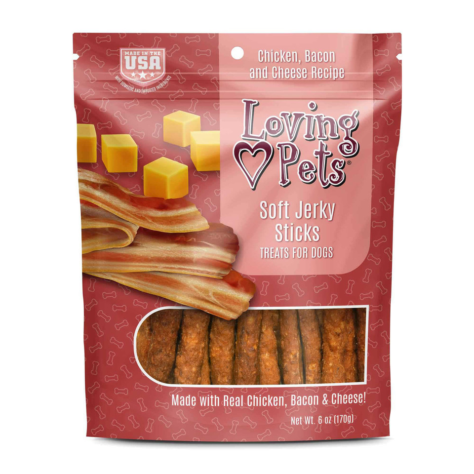 LOVING PETS DOG SNACK JERKY  - TOCINO Y QUESO - CABANOS 6 OZ