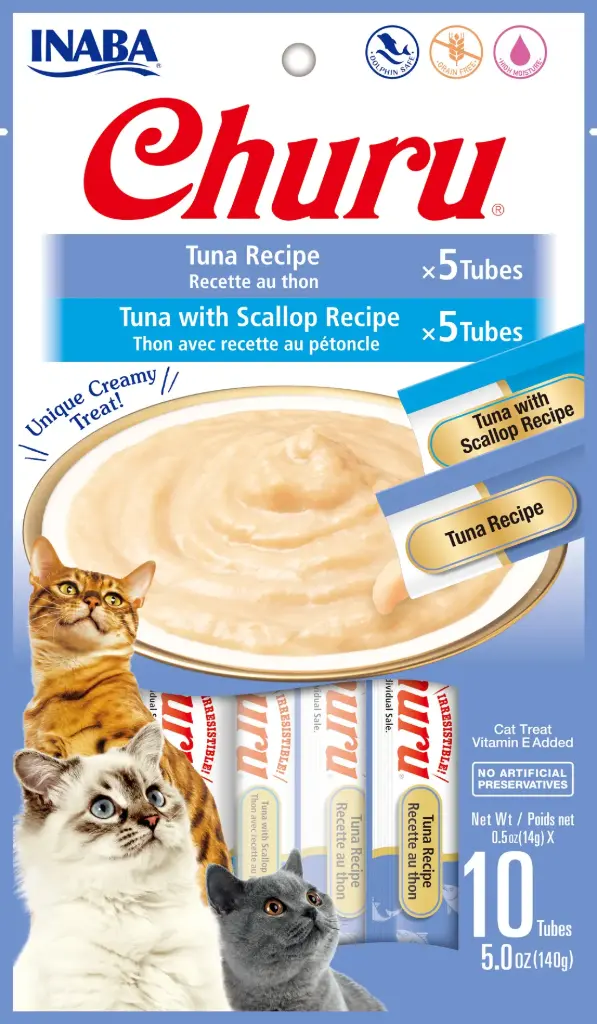 INABA CAT SNACK CHURU 10 PIEZAS - TUNA VARIETY 140 GR 