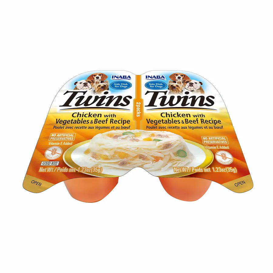 INABA DOG - TWINS CHICKEN WITH VEGETABLES & BEEF RECIPE 70 gr