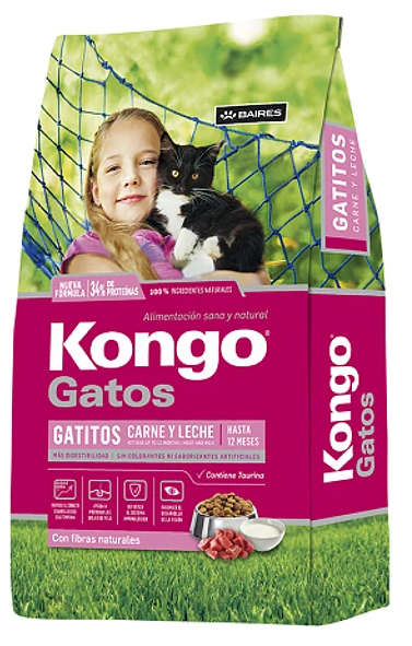 PROMO FECHA CORTA AGO-23-2026 -KONGO GATITOS CARNE Y LECHE BULTO 8 Kg 
