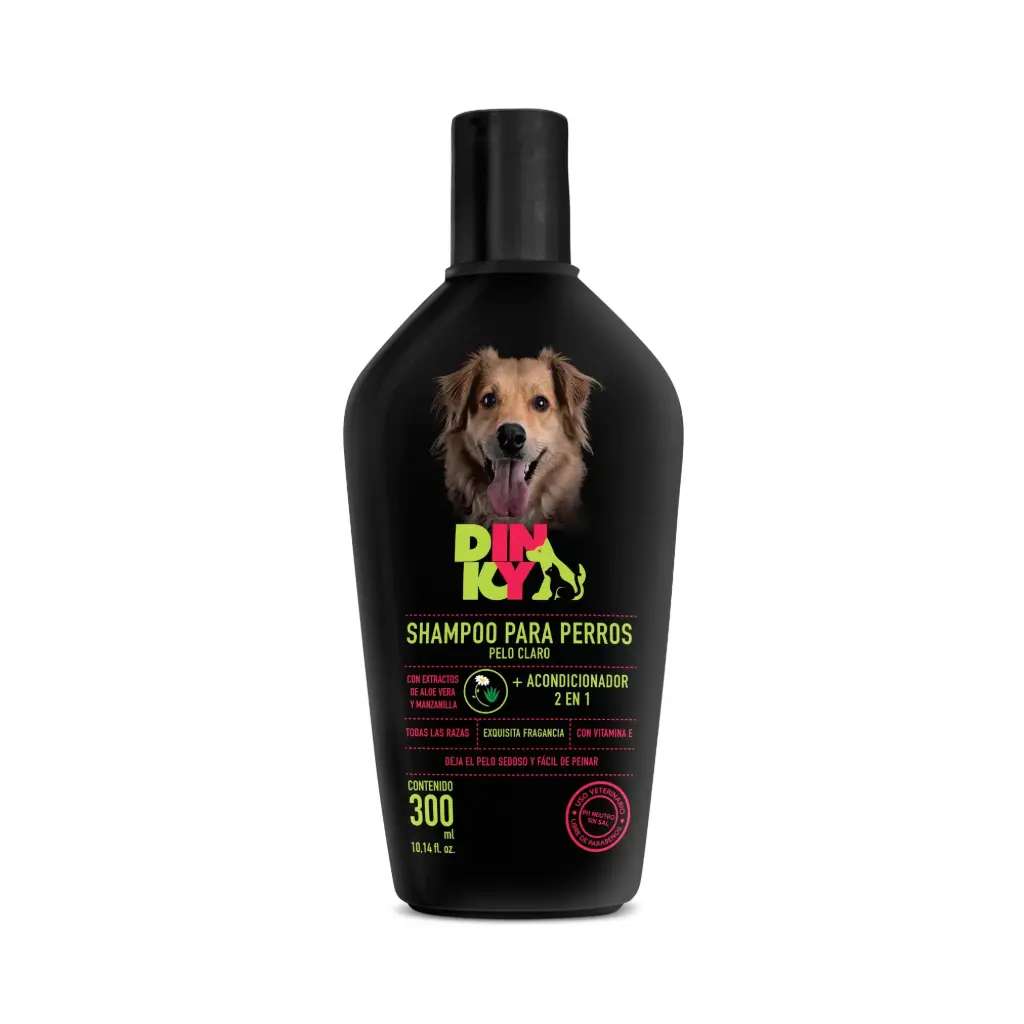 DINKY SHAMPOO 2 EN1 PERRO PELO CLARO X300ML 