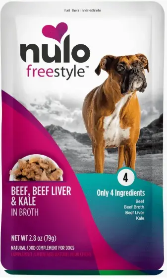 NULO DOG FS GRAIN FREE MEAL ENHANCER - POUCH RES, HIGADO RES  Y COL RIZADA  79 GR  
