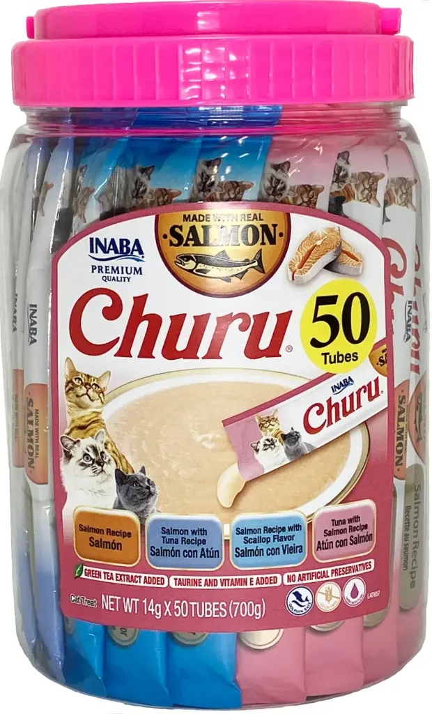 INABA CAT SNACK CHURU 50 PIEZAS- VARIEDAD SALMON
