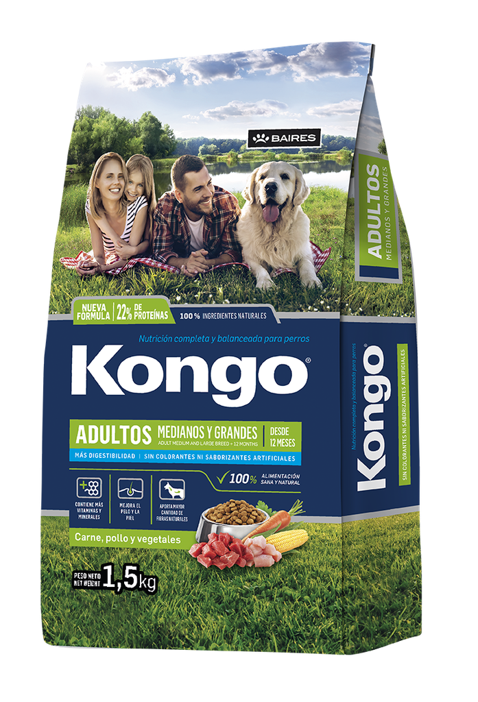 PROMO FECHA CORTA FEB-04-2026 KONGO PERROS MEDIANOS Y GRANDES BOLSA 1.5 Kg 