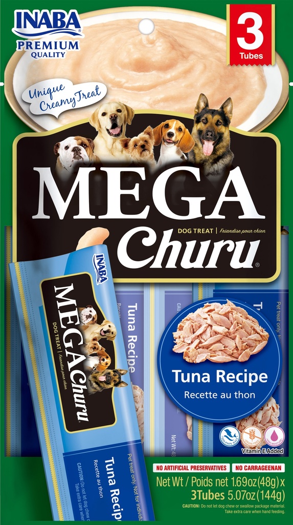PROMO FECHA CORTA - SEP-02-2026 - INABA DOG SNACK MEGA CHURU 3 PIEZAS - ATUN 144 GR 