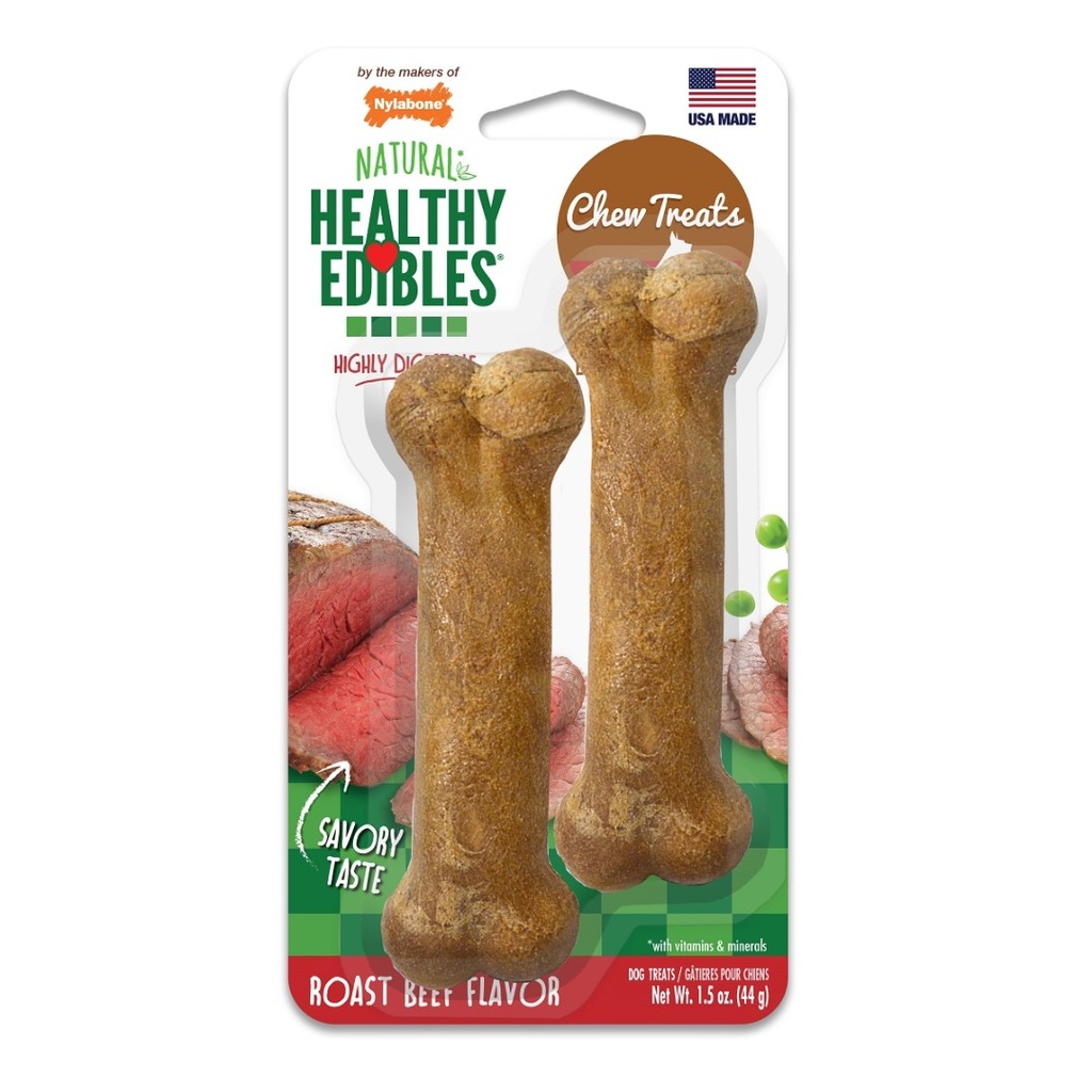 PROMO FECHA CORTA FEB-05-27 Nylabone HE Dog Snack Longer Roast Beef 2 Unds Petite 44 Gr 