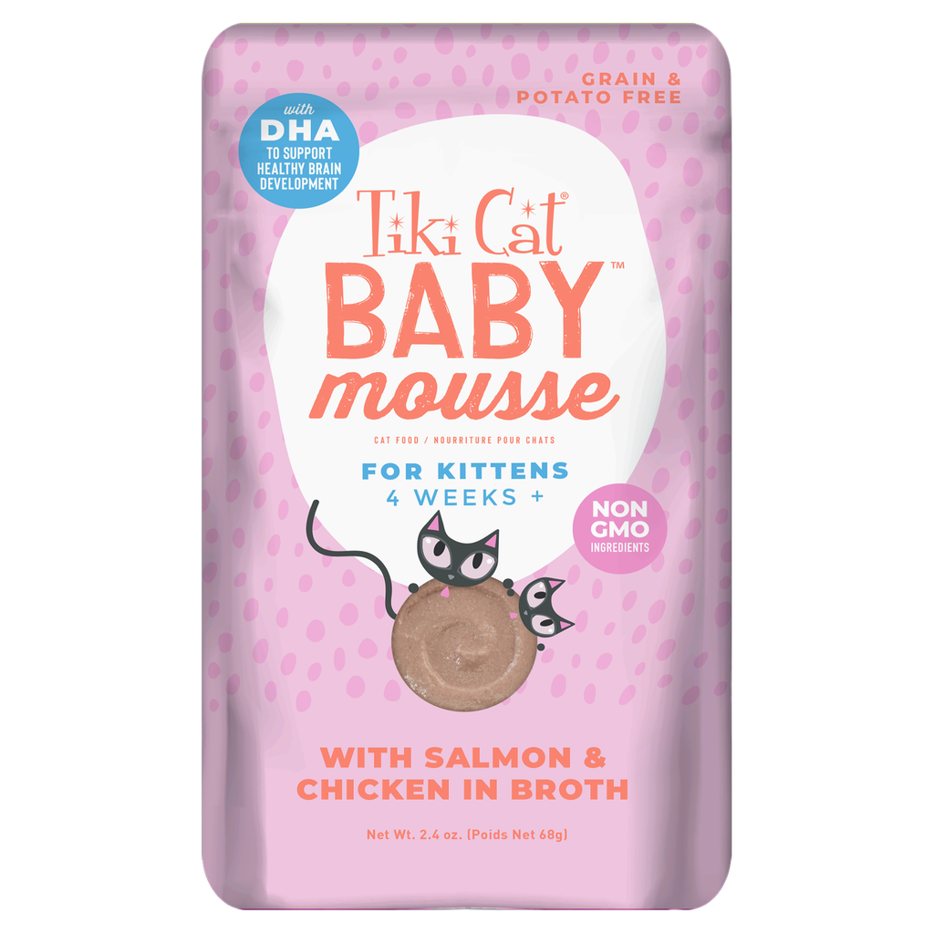PROMO CORTA FECHA FEB-06-27 TIKI CAT BABY MOUSSE - SALMON - 68 GR - POUCH 