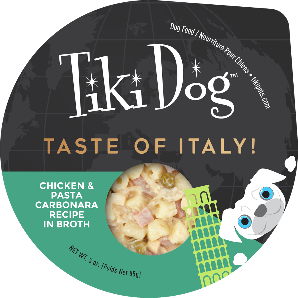 PROMO CORTA FECHA NOV-22-26 TIKI DOG PETITES -TASTE OF ITALY POLLO Y PASTA CARBONARA - 85 GR - BANDEJA 