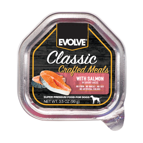 EVOLVE DOG CLASSIC BANDEJA CRAFTED MEALS SALMON - 3.5 OZ - 99 GR