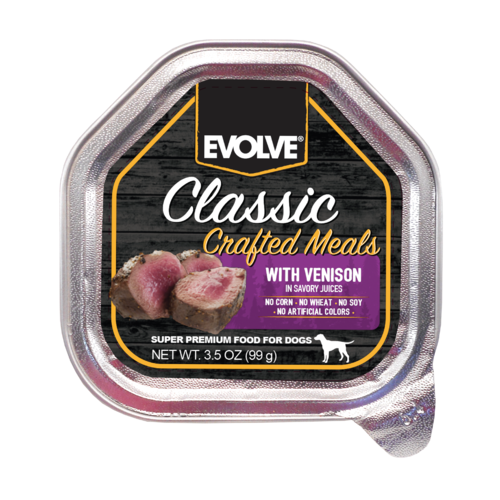 EVOLVE DOG CLASSIC BANDEJA CRAFTED MEALS VENADO 3.5 OZ - 99 GR