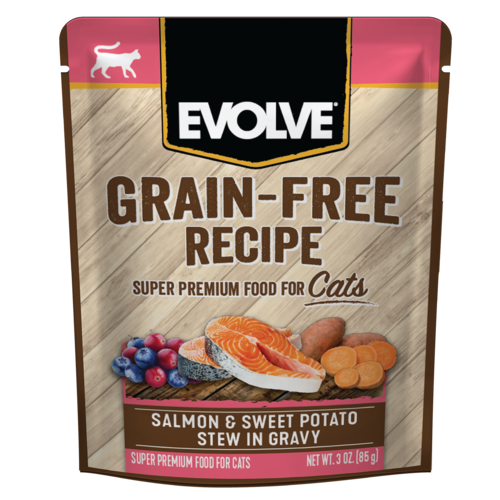 EVOLVE CAT GRAIN FREE POUCHE SALMON Y  PATATAS DULCES 3 OZ - 85 GR