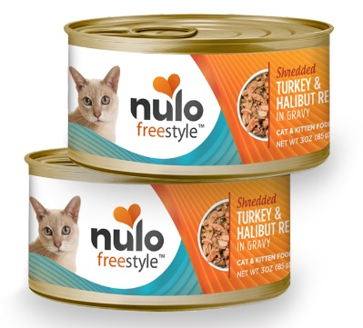 NULO CAT FS GRAIN FREE SHREDDED- TIRILLAS  TURKEY & HALIBUT LATA 3 OZ - 85 GR 