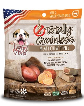 TOTALLY GRAINLESS DOG SNACK HUESO CARNE Y PAPA DULCE LARGE 6OZ