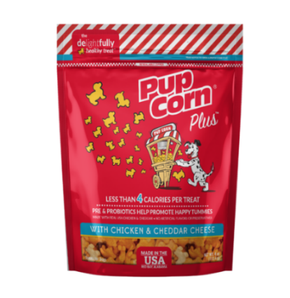 PUPCORN PLUS DOG SNACK POLLO Y QUESO CHEDDAR  - 4 OZ  -113 GR