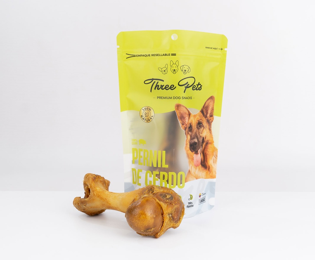 THREE PETS DOG SNACK PERNIL DE CERDO X 1 UND  150 GR