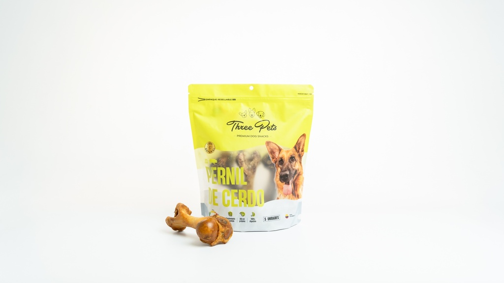 THREE PETS DOG SNACK BOLSA PERNIL DE CERDO X 5 UNDS  900 GR