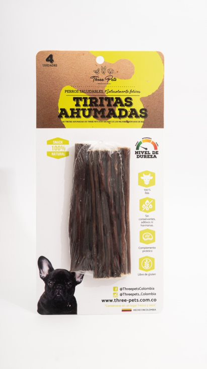 THREE PETS DOG SNACK TIRITAS AHUMADAS  X 6 UNDS 30 GR