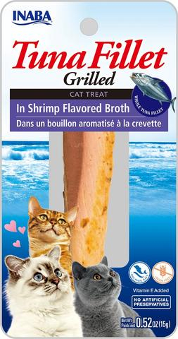 INABA CAT SNACK GRILLED TUNA FILLET - IN SHRIMP FLAVORED BROTH - CAMARON 15 GR
