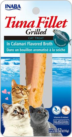 INABA CAT SNACK GRILLED TUNA FILLET - IN CALAMARI  FLAVORED BROTH - CALAMAR 15 GR