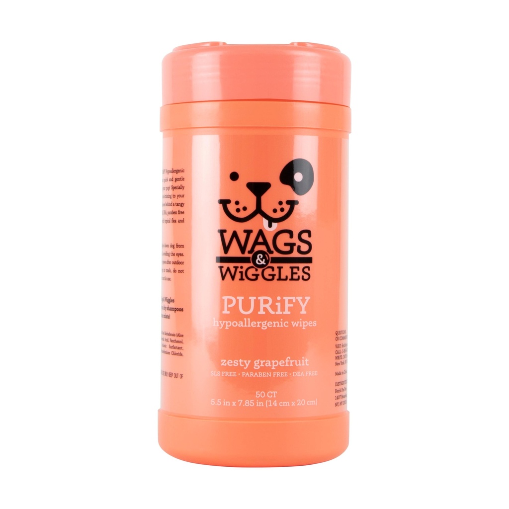 WAGS & WIGGLES PANITOS PURIFY POMELO HIPOALERGENICOS X 50 UND EN TARRO