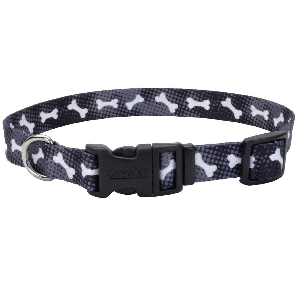 COASTAL PERRO STYLES HUESOS NEGRO COLLAR LARGE 1"