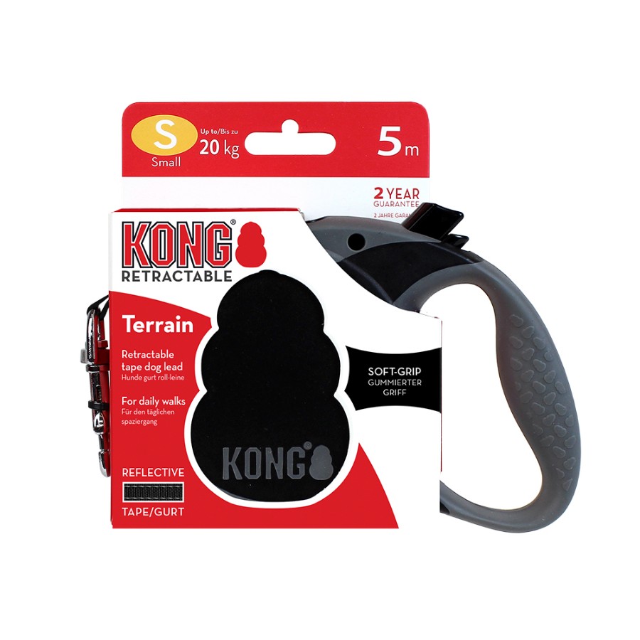 KONG CORREA RETRACTIL TERRAIN SMALL NEGRA 20 KG